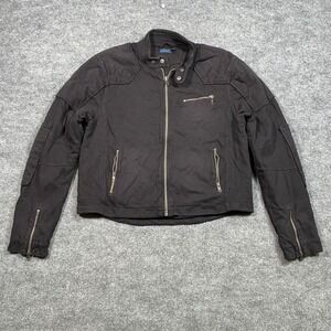 Polo Ralph Lauren Womens XL Black Cotton Moto Biker Jacket Quilted Shoulder Zip